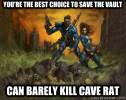 You're the best choice to save the vault Can barely kill cave rat  