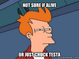not sure if alive or just chuck testa  Meme