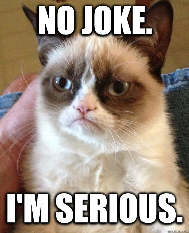 No joke. I'm serious. - No joke. I'm serious.  Grumpy Cat