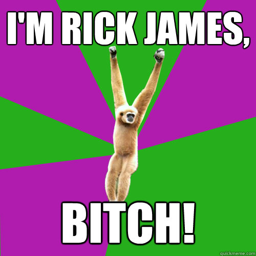 I'M RICK JAMES, BITCH!  Over-used quote gibbon