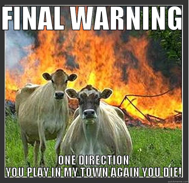 FINAL WARNING  ONE DIRECTION YOU PLAY IN MY TOWN AGAIN YOU DIE! Misc