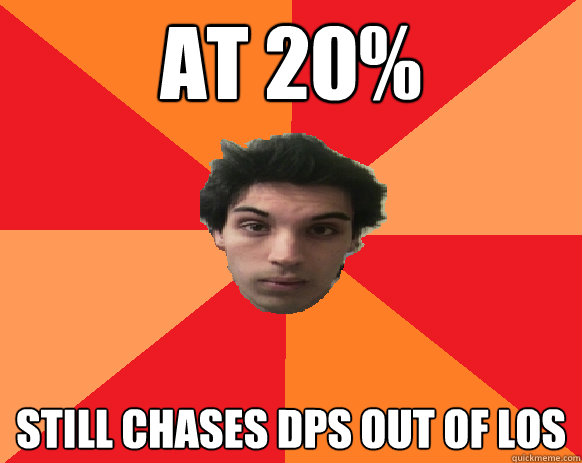 At 20% still chases dps out of loS  Idiot WoW player