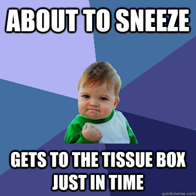 about to sneeze gets to the tissue box just in time - about to sneeze gets to the tissue box just in time  Success Kid