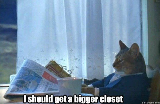 I should get a bigger closet - I should get a bigger closet  Sophisticated Cat is broke