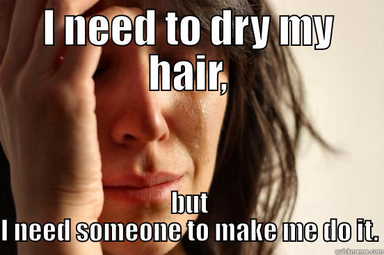I NEED TO DRY MY HAIR, BUT I NEED SOMEONE TO MAKE ME DO IT. First World Problems
