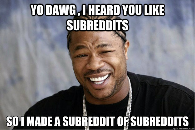 Yo dawg , i heard you like subreddits So i made a subreddit of subreddits  Shakesspear Yo dawg