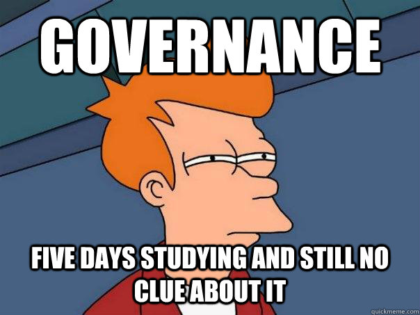 GOVERNANCE FIVE DAYS STUDYING AND STILL NO CLUE ABOUT IT  Futurama Fry