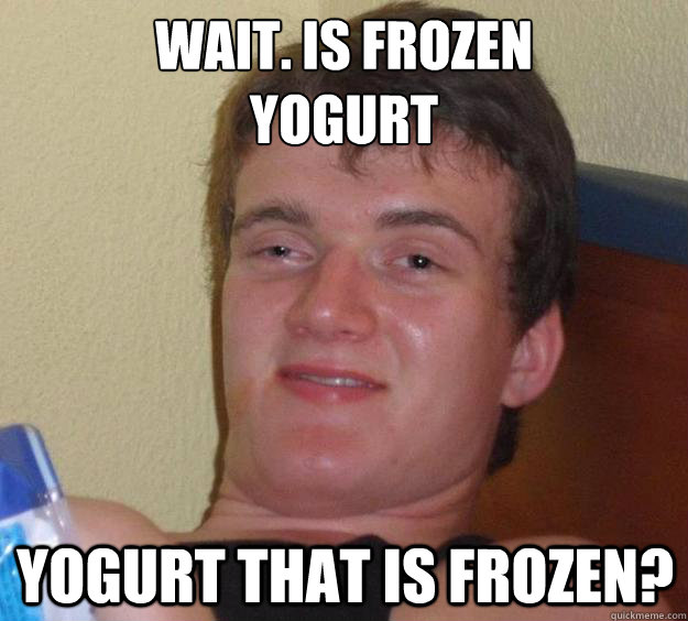 wait. is frozen 
yogurt yogurt that is frozen?  10 Guy