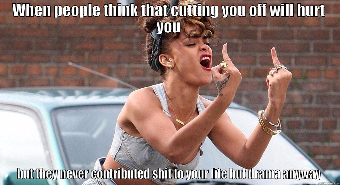 WHEN PEOPLE THINK THAT CUTTING YOU OFF WILL HURT YOU BUT THEY NEVER CONTRIBUTED SHIT TO YOUR LIFE BUT DRAMA ANYWAY Misc