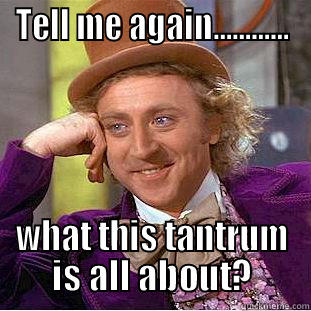 TELL ME AGAIN............ WHAT THIS TANTRUM IS ALL ABOUT? Condescending Wonka