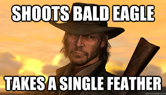 Shoots bald eagle takes a single feather - Shoots bald eagle takes a single feather  Scumbag Marston