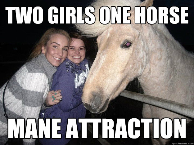 two girls one horse mane attraction  Ridiculously Photogenic Horse