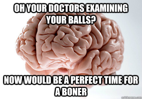 Oh your doctors examining your balls? now would be a perfect time for a boner  Scumbag Brain