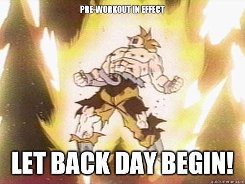 Pre-workout in effect Let Back Day begin!   SUPER SAIYAN