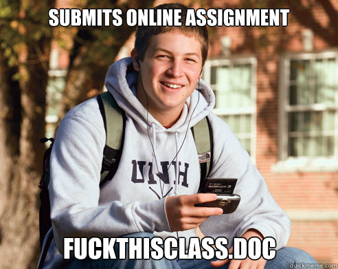 submits online assignment fuckthisclass.doc  College Freshman