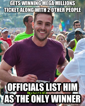 gets winning mega millions ticket along with 2 other people officials list him as the only winner  Ridiculously photogenic guy