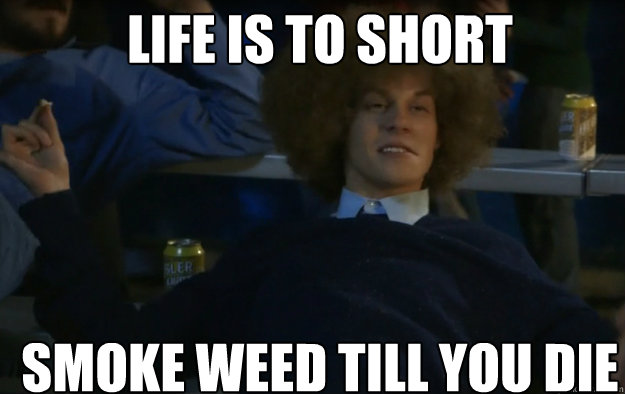LIFE IS to short SMOKE WEED TILL YOU DIE  Workaholics quotes