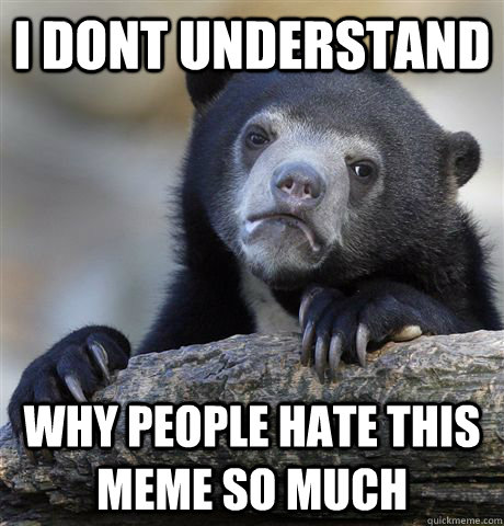 I dont understand Why people hate this meme so much  Confession Bear