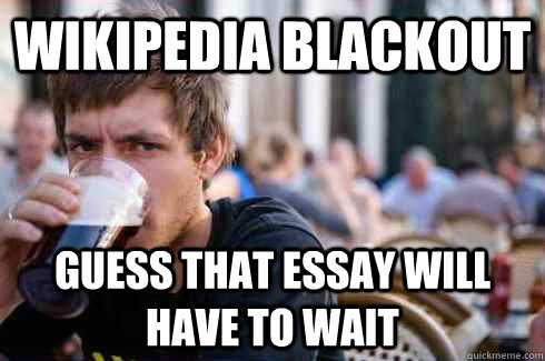 Wikipedia blackout guess that essay will have to wait  Lazy College Senior