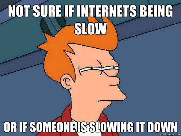 Not sure if internets being slow Or if someone is slowing it down  Futurama Fry