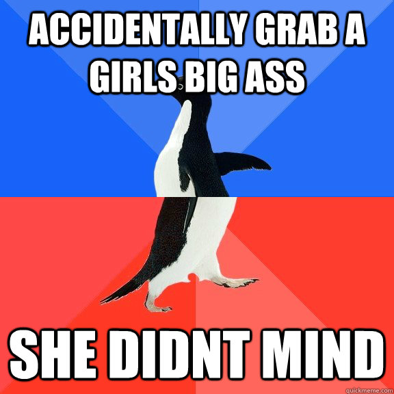 Accidentally grab a girls big ass she didnt mind   Socially Awkward Awesome Penguin