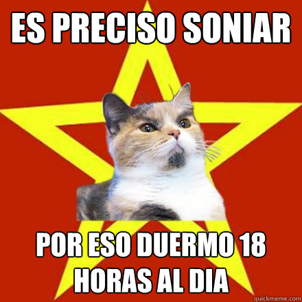 es preciso soniar por eso duermo 18 horas al dia  Lenin Cat