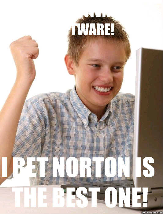 Wow, AntiVirus software! I bet Norton is the best one!  First Day on the Internet Kid