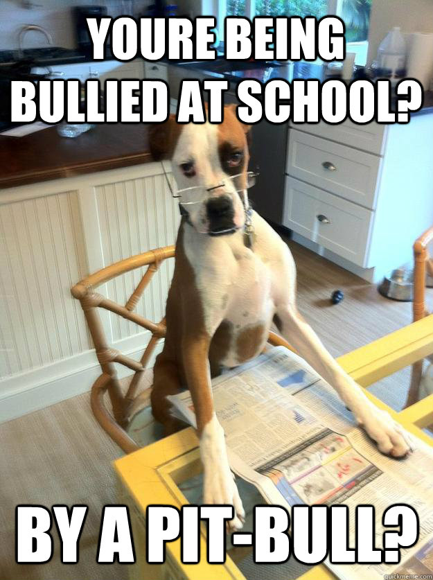 Youre being bullied at school? by a pit-BULL? - Youre being bullied at school? by a pit-BULL?  The Dog Father