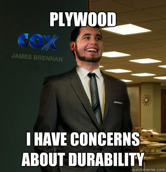 plywood i have concerns about durability  Success Chunk