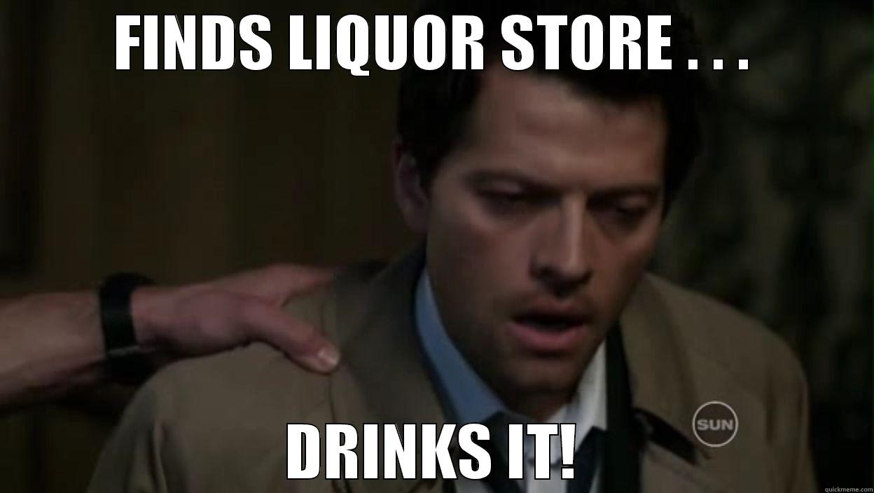 FINDS LIQUOR STORE . . . DRINKS IT! Misc