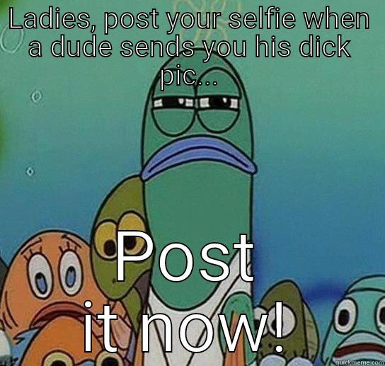 Reaction to the dick pic selfie - LADIES, POST YOUR SELFIE WHEN A DUDE SENDS YOU HIS DICK PIC... POST IT NOW! Serious fish SpongeBob