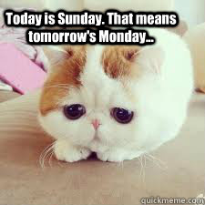 Today is Sunday. That means tomorrow's Monday... - Today is Sunday. That means tomorrow's Monday...  Whenever Im downvoted