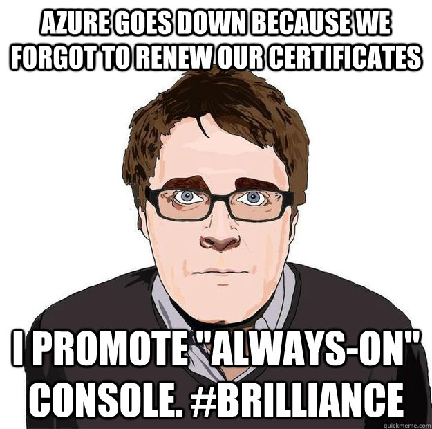 Azure goes down because we forgot to renew our certificates I promote 