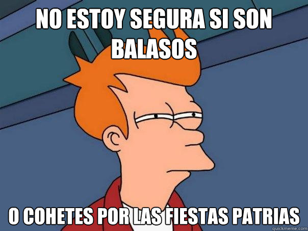 No estoy segura si son balasos O cohetes por las fiestas patrias  Futurama Fry