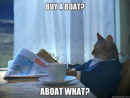 buy a boat? aboat what?  The One Percent Cat