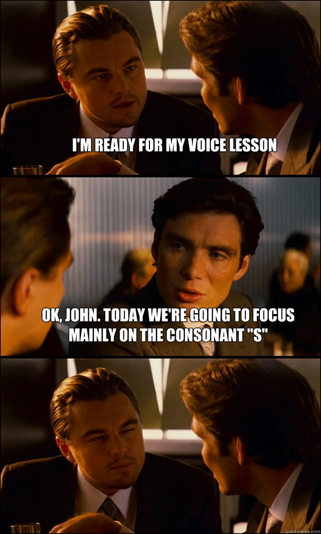 I'm ready for my voice lesson Ok, John. Today we're going to focus mainly on the consonant 