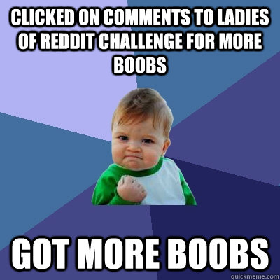 clicked on comments to ladies of reddit challenge for more boobs got more boobs  Success Kid