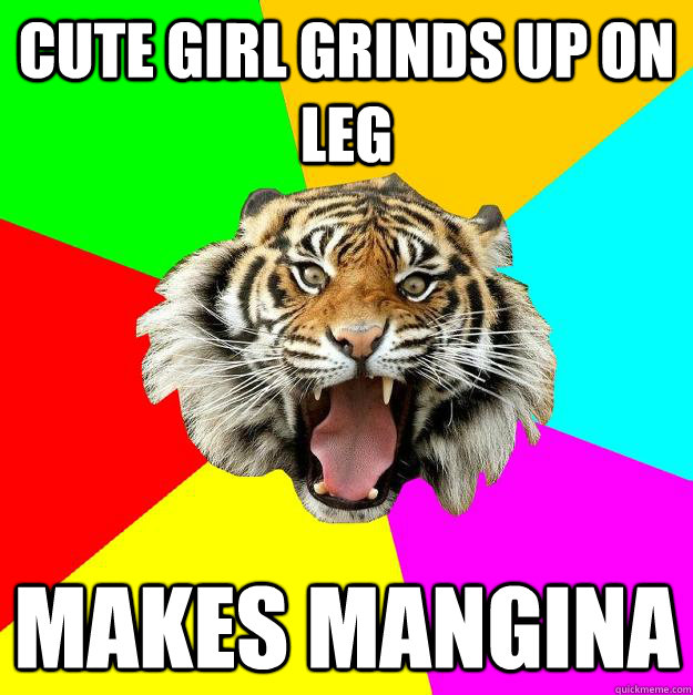 cute girl grinds up on leg makes mangina   Time of the Month Tiger