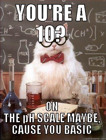 YOU'RE A 10? ON THE PH SCALE MAYBE, CAUSE YOU BASIC Chemistry Cat