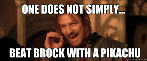 One does not simply... beat brock with a pikachu  Mordor