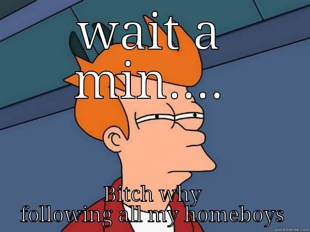 WAIT A MIN.... BITCH WHY FOLLOWING ALL MY HOMEBOYS Futurama Fry