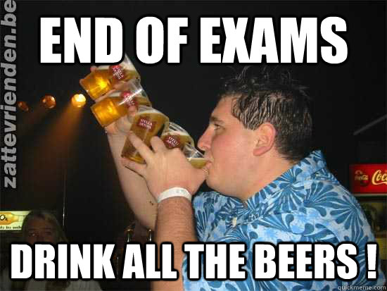 End of exams drink all the beers !  stella artois