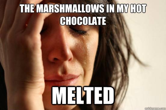 the marshmallows in my hot chocolate melted  First World Problems