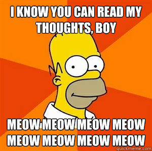 I know you can read my thoughts, boy meow meow meow meow meow meow meow meow   Advice Homer