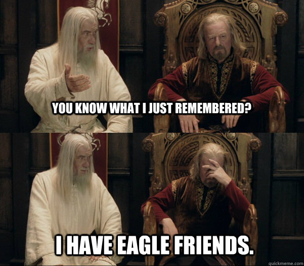 You know what I just remembered? I have eagle friends.  