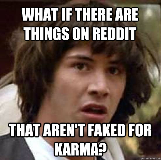 What if there are things on reddit that aren't faked for karma? - What if there are things on reddit that aren't faked for karma?  conspiracy keanu