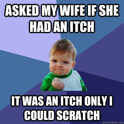 Asked my wife if she had an itch It was an itch only i could scratch  Success Kid