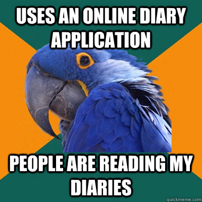 uses an online diary application people are reading my diaries  Paranoid Parrot
