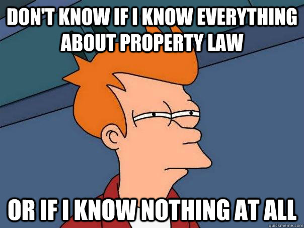 Don't know if i know everything about property law or if i know nothing at all  Futurama Fry