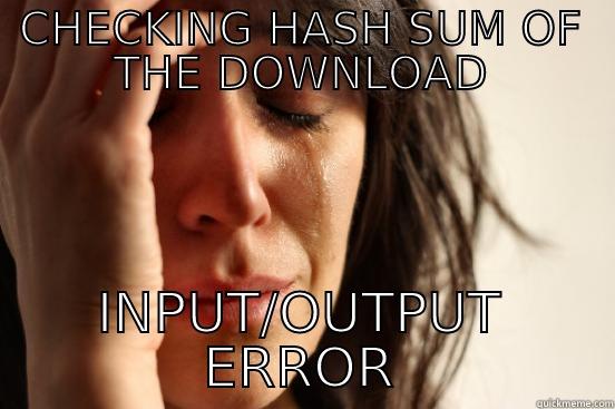 CHECKING HASH SUM OF THE DOWNLOAD INPUT/OUTPUT ERROR First World Problems